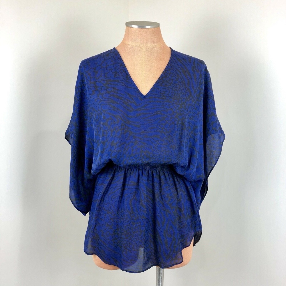 PARKER Womens Kimono Sleeve Blouse Blue Size S